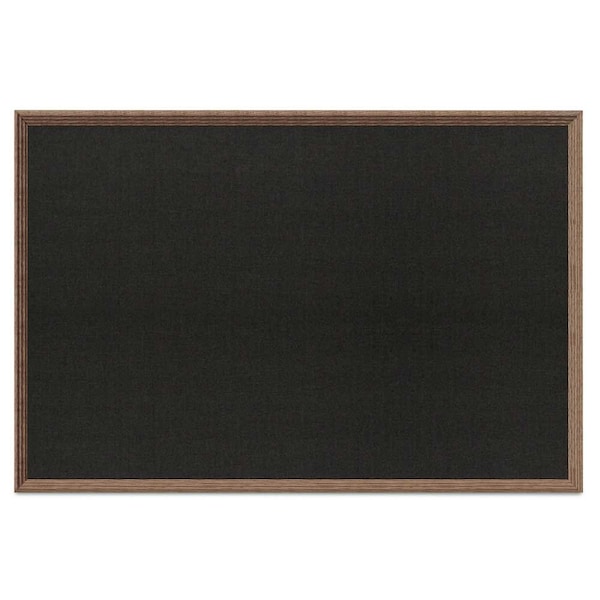 United Visual Products Decor Wood Combo Board, 48"x36", Walnut/Black Porcelain & Burgundy UV703DEFAB-WALNUT-BLKPORC-DBURGU - main